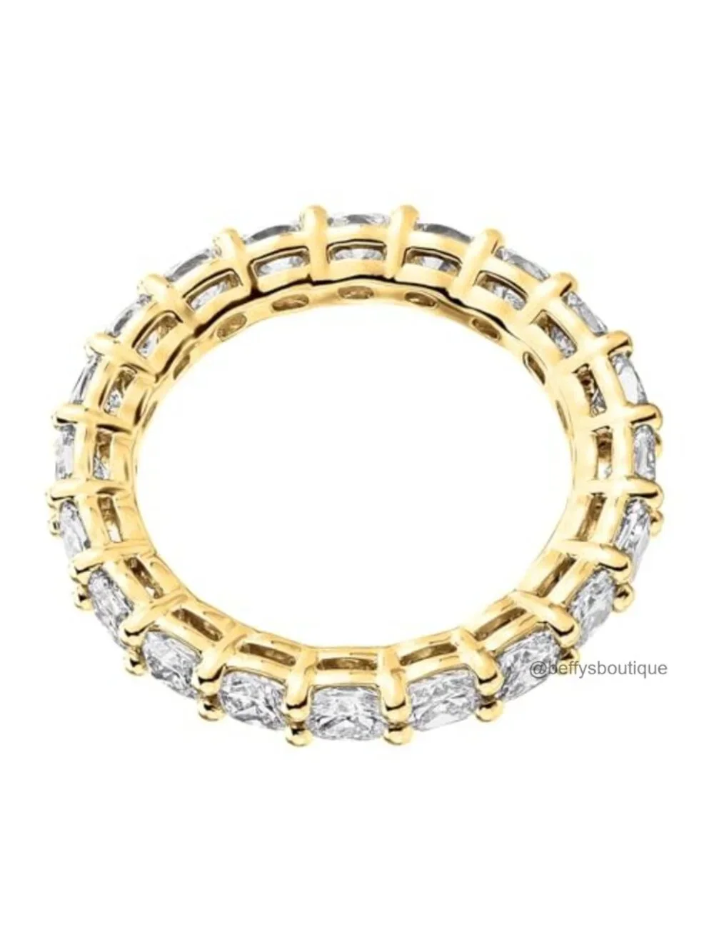 14K Gold Plated Eternity Ring Square Cubic Zirconia Stackable Wedding Band